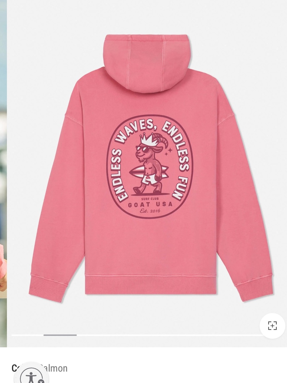Salmon GOAT USA hoodie unisex relaxed fit NWT